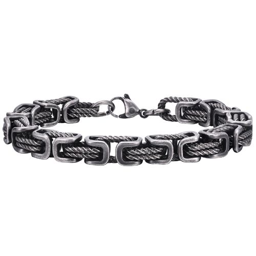 ***COI Titanium Black/Gold Tone/Silver Wire Bracelet With Steel Clasp(Length: 8.27 inches)-00018AA