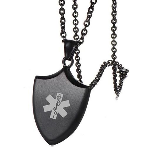 ***COI Black Titanium Medical Alert Pendant-00016AA
