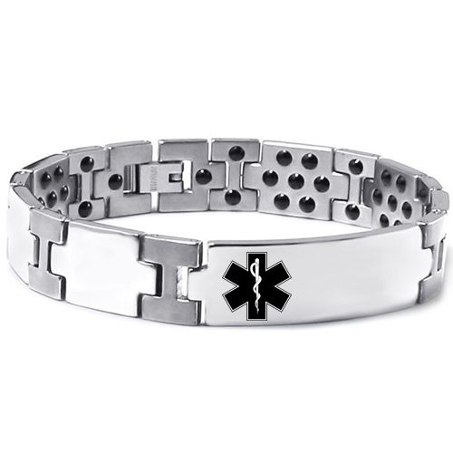 ***COI Titanium Medical Alert Bracelet With Steel Clasp(Length: 8.27 inches)-00034AA