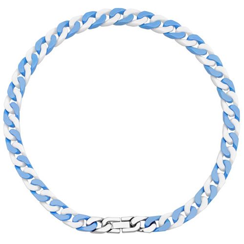 ***COI Titanium Necklace With Blue & White Ceramic Necklace(Length: 17.70 inches)-00045AA