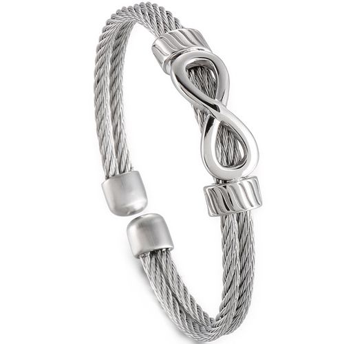 ***COI Titanium Black/Gold Tone/Silver Infinity Bracelet With Steel Clasp(Length: 7.87 inches)-00049AA