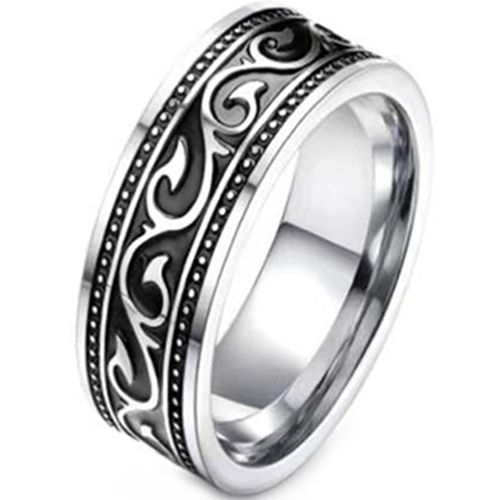 ***COI Titanium Black Silver Celtic Ring-00060AA