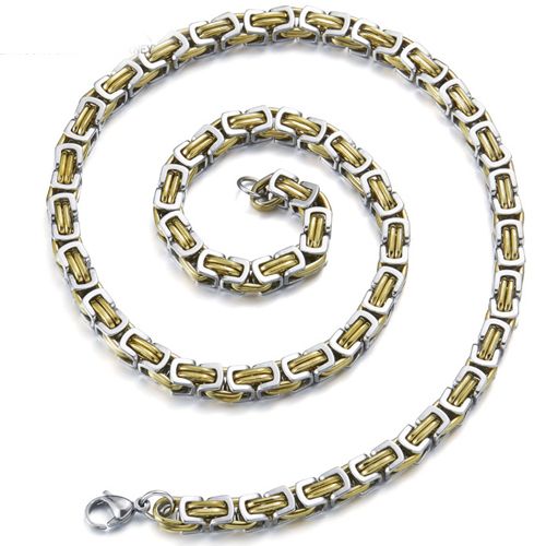 ***COI Titanium Gold Tone Silver Necklace With Steel Clasp(Length: 21.7 inches)-00068AA