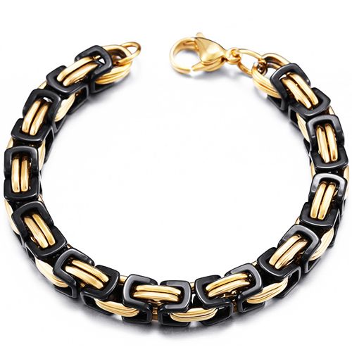 ***COI Titanium Black Gold Tone Bracelet With Steel Clasp(Length: 8.66 inches)-00071AA