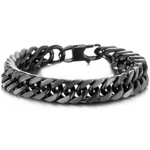 ***COI Black Titanium Bracelet With Steel Clasp(Length: 8.85 inches)-00092AA