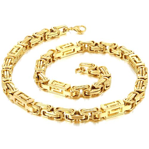 ***COI Titanium Gold Tone/Silver Celtic Bracelet/Necklace With Steel Clasp(Length: 8.27 inches/21.25 inches)-00131AA