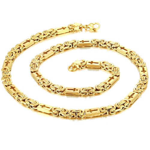 *COI Titanium Gold Tone/Silver Cross Bracelet/Necklace With Steel Clasp(Length: 8.27 inches/23.62 inches)-00137AA
