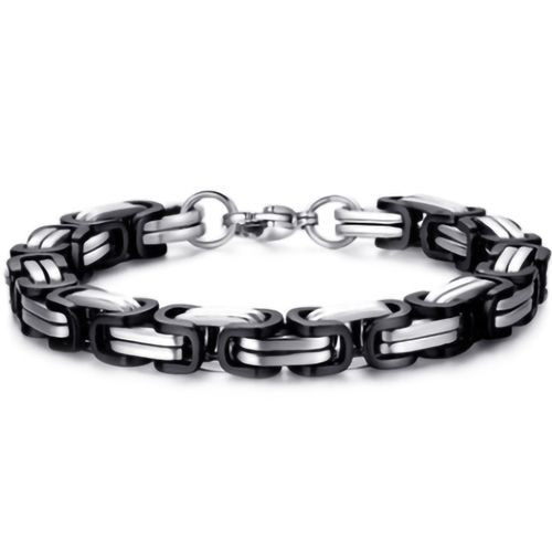 ***COI Titanium Black Silver/Black Bracelet With Steel Clasp(Length: 9.06 inches)-00141AA