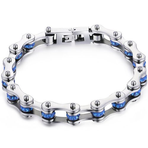 ***COI Titanium Blue Cubic Zirconia Bracelet With Steel Clasp(Length: 8.27 inches)-00240AA