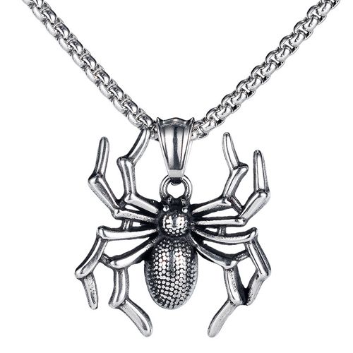 ***COI Titanium Black Silver Spider Pendant-00251AA