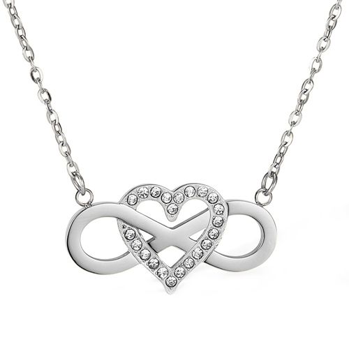 ***COI Titanium Gold Tone/Silver Infinity Heart Cubic Zirconia Necklace(Length: 19.68 inches)-00252AA