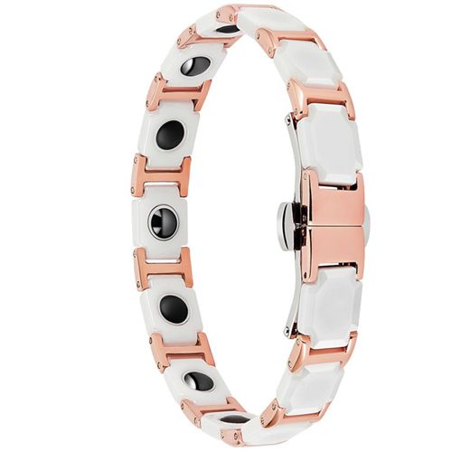 ***COI Rose Titanium White Ceramic Bracelet With Steel Clasp(Length: 8.46 inches)-00262AA