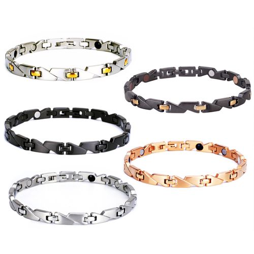 ***COI Titanium Black/Rose/Silver/Black Gold Tone/Gold Tone Silver Bracelet With Steel Clasp(Length: 8.27 inches)-00266AA