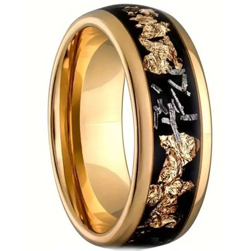 ***COI Gold Tone Titanium Meteorite & Gold Foil Dome Court Ring-00270AA