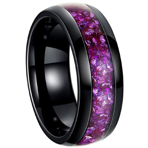 ***COI Black Titanium Purple Amethyst Dome Court Ring-00271AA