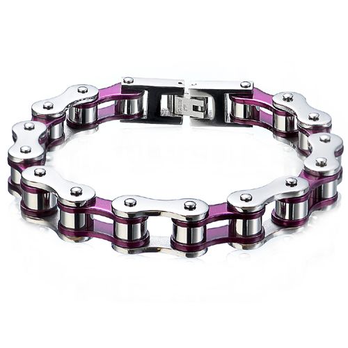***COI Titanium Purple Silver Bracelet With Steel Clasp(Length: 8.46 inches)-00277AA