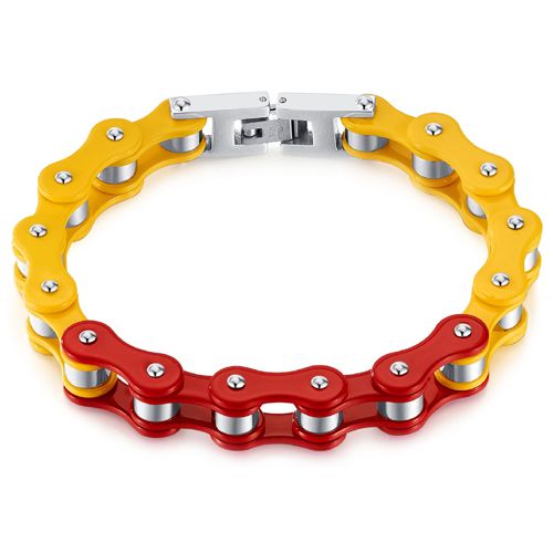 ***COI Titanium Red & Yellow Ceramic Bracelet With Steel Clasp(Length: 8.46 inches)-00280AA