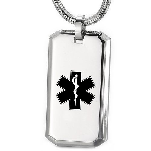 ***COI Titanium Black/Gold Tone/Silver Medical Alert Pendant-00296AA
