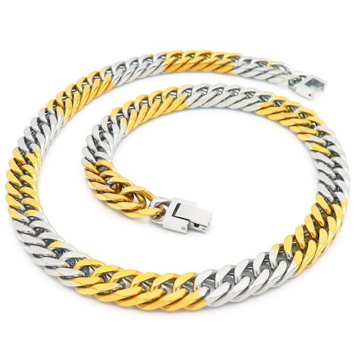***COI Titanium Gold Tone Silver Necklace(Length: 23.62 inches)-00315AA