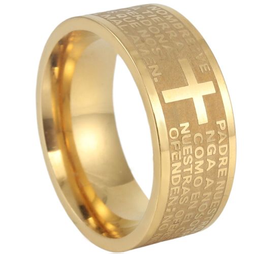 ***COI Gold Tone Titanium Cross Prayer Ring-00327AA