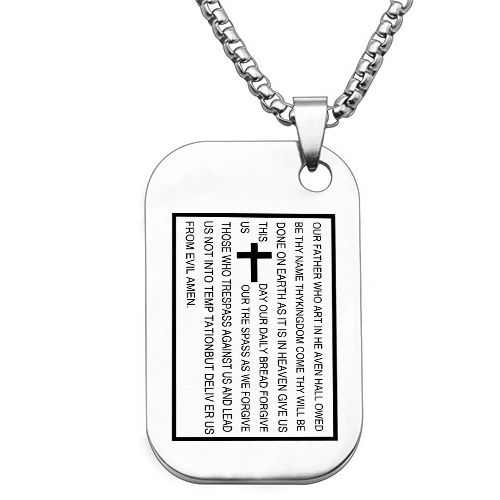 ***COI Titanium Cross Prayer Tag Pendant-00333AA