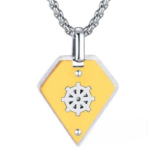 ***COI Titanium Gold Tone Silver Anchor Tag Pendant-00335AA