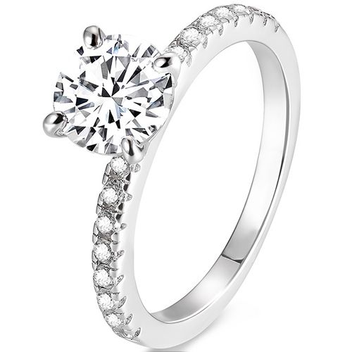 ***COI Sterling Silver 925 Solitaire Ring With Cubic Zirconia-00345AA