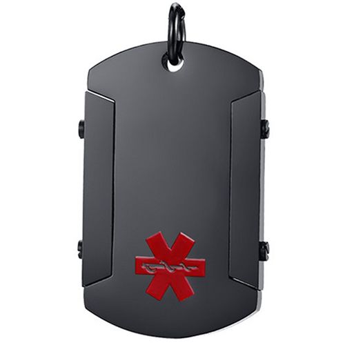 ***COI Black Titanium Medical Alert Pendant-00351AA