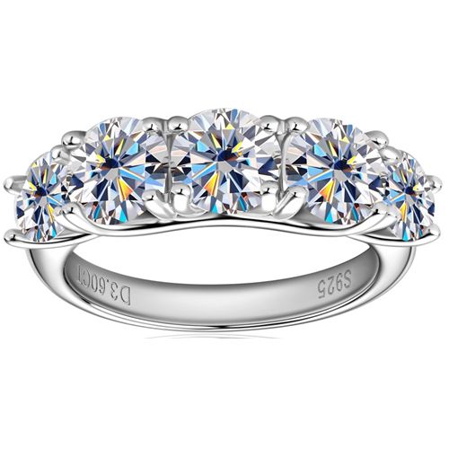 ***COI Sterling Silver 925 Five Stones Ring With Moissanite-00362AA