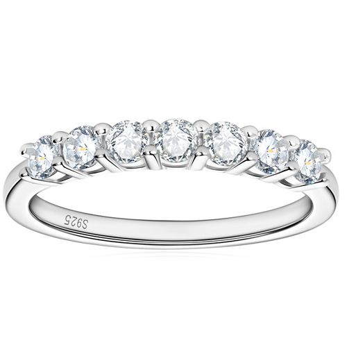 ***COI Sterling Silver 925 Seven Stones Ring With Moissanite-00369AA