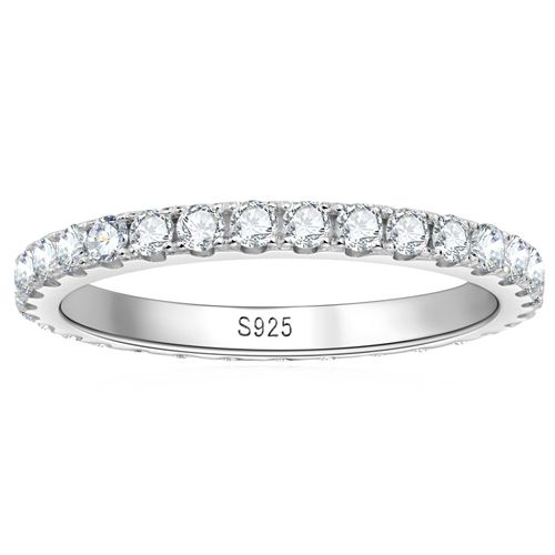 ***COI Sterling Silver 925 Eternity Ring With Moissanite-00370AA