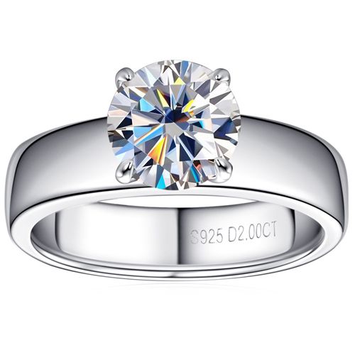 ***COI Sterling Silver 925 Solitaire Ring With Moissanite-00371AA