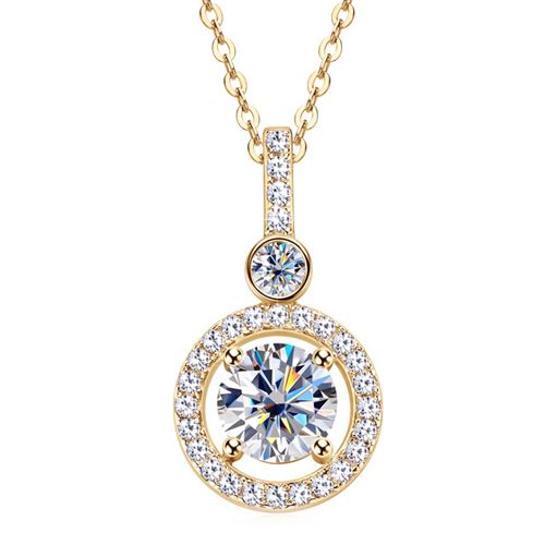 ***COI Sterling Silver 925 Gold Tone/Silver Pendant With Moissanite-00372AA
