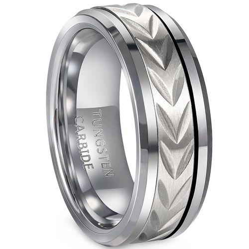 ***COI Tungsten Carbide Double Grooves Spinning Ring-00375AA