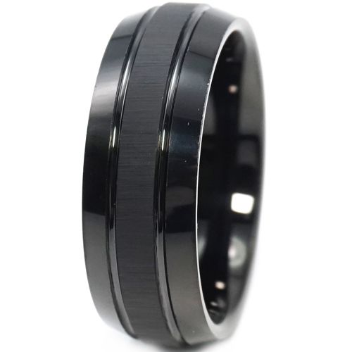 ***COI Tungsten Carbide Double Grooves Dome Court Ring-00377AA