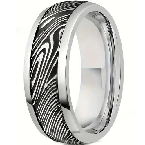 ***COI Titanium Black Rose/Gold Tone/Silver Damascus Ring-00387AA