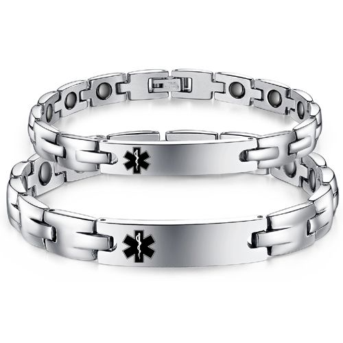 ***COI Titanium Medical Alert Bracelet With Steel Clasp(Length: 7.87 inches)-00395AA