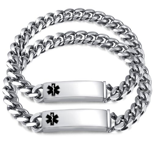 ***COI Titanium Medical Alert Bracelet With Steel Clasp(Length: 7.87 inches)-00396AA