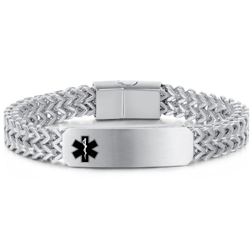 ***COI Titanium Black/Gold Tone/Silver Medical Alert Bracelet With Steel Clasp(Length: 8.66 inches)-00397AA