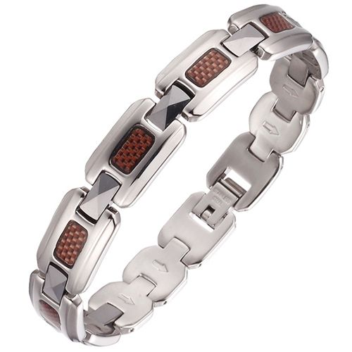 ***COI Tungsten Carbide Carbon Fiber Bracelet With Steel Clasp(Length: 8.27 inches)-00408AA