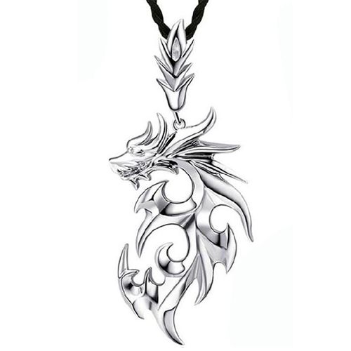 ***COI Titanium Black/Silver Dragon Pendant-00418AA