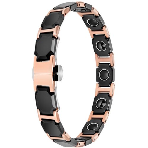 ***COI Titanium Rose Silver Black Ceramic Bracelet With Steel Clasp(Length: 8.27 inches)-00420AA