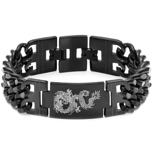 ***COI Black Titanium Dragon Bracelet With Steel Clasp(Length: 8.27 inches)-00431AA