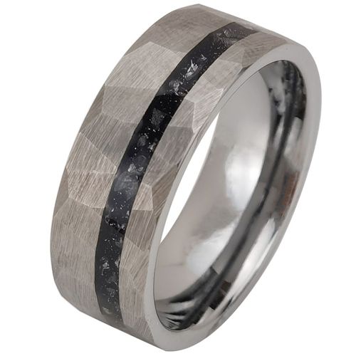 ***COI Tungsten Carbide Meteorite & Hammered Ring-00438AA