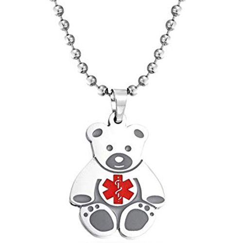 ***COI Titanium Medical Alert Bear Pendant-00452AA