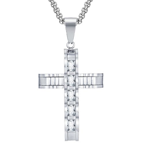 ***COI Titanium Cross Pendant With Cubic Zirconia-00472AA