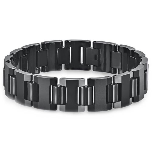 ***COI Black Titanium Bracelet With Steel Clasp(Length: 8.27 inches)-00477AA
