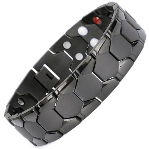 ***COI Titanium Black/Gold Tone/Silver Bracelet With Steel Clasp(Length: 8.27 inches)-00501AA