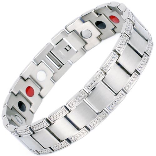 ***COI Titanium Black/Gold Tone/Silver Bracelet With Steel Clasp(Length: 8.27 inches)-00557AA