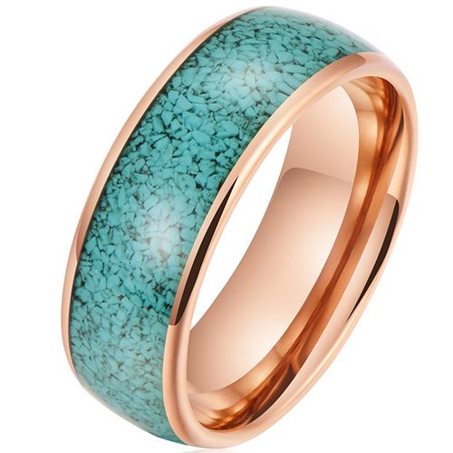 ***COI Rose Tungsten Carbide Dome Court Ring With Turquoise-00594AA